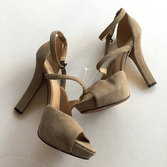 VIA SPIGA GRAY SUEDE PLATFORM HIGH HEELS STRAPPY WOMENS SIZE 8.5M - Picture 4 of 7